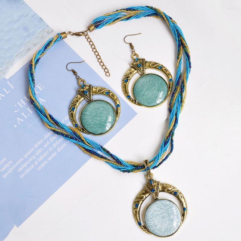 Necklace Earrings Set 2Pcs/Set Bohemian Round Multilayer Beads Chain Pendant Hook Jewelry Accessories, Picture shown
Necklace Earrings Set 2Pcs/Set Bohemian Round Multilayer Beads Chain Pendant Hook Jewelry Accessories, Picture shown