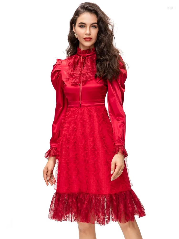 Casual Dresses Designer Spring Autumn Women Gorgeous Elegant Celebrity Fashion Lace Patchwork Red Dress Party Vintage High Quality
Casual Dresses Designer Spring Autumn Women Gorgeous Elegant Celebrity Fashion Lace Patchwork Red Dress Party Vintage High Quality