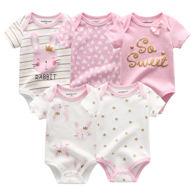 Rompers 5PCS/Lot Baby Boys Clothes Unicorn Girls Clothing Bodysuits Baby Girls Clothes 0-12M born 100%Cotton Roupas de bebe 230317