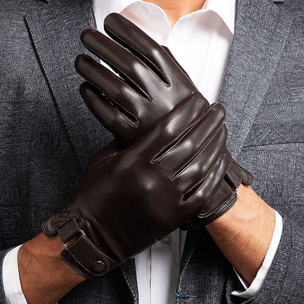 Five Fingers Gloves High Quality Autumn Winter 100% Geniune Sheepskin Leather Gloves Men Driving Mittens Warm Touch Screen Male Windproof S2197 230317