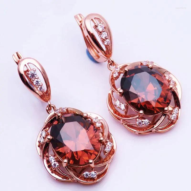 Dangle Earrings 585 Purple Gold Plated 14K Rose Inlaid Ruby For Women Openwork Crystal Design Luxury Exquisite Engagement Jewelry
Dangle Earrings 585 Purple Gold Plated 14K Rose Inlaid Ruby For Women Openwork Crystal Design Luxury Exquisite Engagement Jewelry