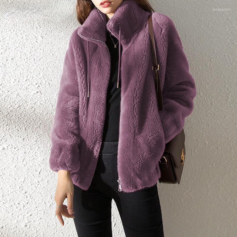 Women's Fur Double Sided Fleece Thick Coat Solid Color Zipper Velet Korean Style Harajuku For Female Autumn Winter Casual, Purple
Women's Fur Double Sided Fleece Thick Coat Solid Color Zipper Velet Korean Style Harajuku For Female Autumn Winter Casual, Purple
