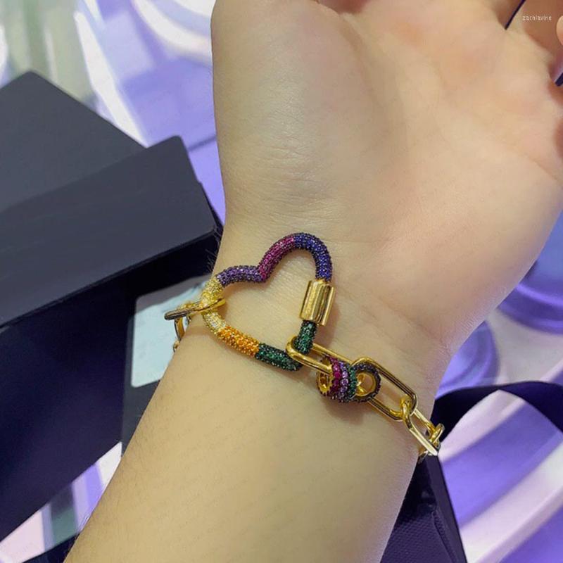 Bangle Personality Fine Trendy Shiny Rainbow Heart Bracelet Top Quality CZ Super Gift For Friends Lover Unexpect Surprise
Bangle Personality Fine Trendy Shiny Rainbow Heart Bracelet Top Quality CZ Super Gift For Friends Lover Unexpect Surprise