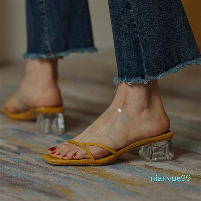 Woman Shoes Transparent Flip Flop Square Toe Med Heels Crystal Thick Heel Slides Casual, Blue
Woman Shoes Transparent Flip Flop Square Toe Med Heels Crystal Thick Heel Slides Casual, Blue