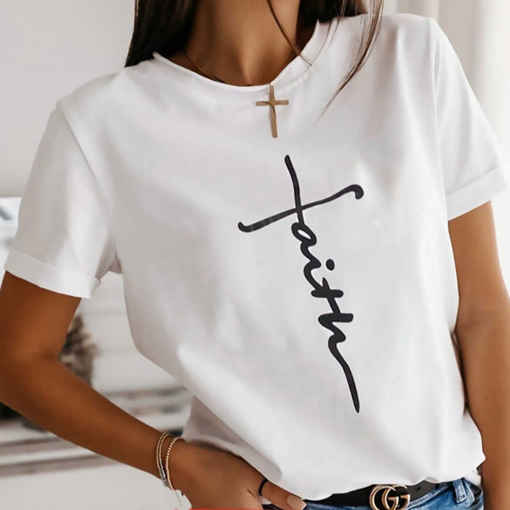 Wholesale New Arrival Custom letter FAITH printing round neck short sleeve fashion casual women' T-shirt, Wb015-5
Wholesale New Arrival Custom letter FAITH printing round neck short sleeve fashion casual women' T-shirt, Wb015-5