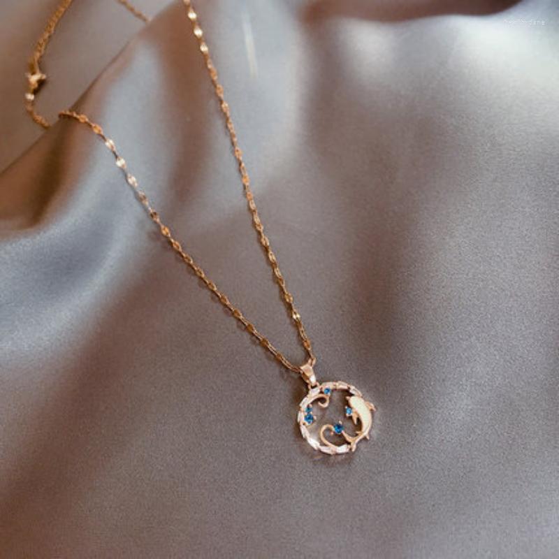 Chains Trendy Dolphin Fish Titanium Steel Pendant Necklace For Women Zircon Crystal Stainless Animal Accessories
Chains Trendy Dolphin Fish Titanium Steel Pendant Necklace For Women Zircon Crystal Stainless Animal Accessories