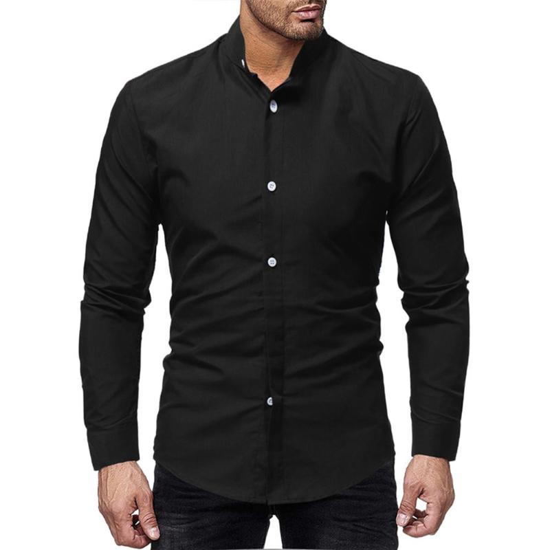 Men's Dress Shirts Business Men Solid Color Stand Collar Button Down Long Sleeve ShirtMen's, Black
Men's Dress Shirts Business Men Solid Color Stand Collar Button Down Long Sleeve ShirtMen's, Black