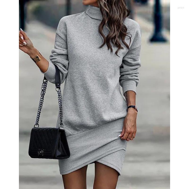Skirts 2023 Autumn Fashion Women Solid Color MIni Dress Daily Wear High Neck Long Sleeve Casual Sweatshirt, Gray
Skirts 2023 Autumn Fashion Women Solid Color MIni Dress Daily Wear High Neck Long Sleeve Casual Sweatshirt, Gray