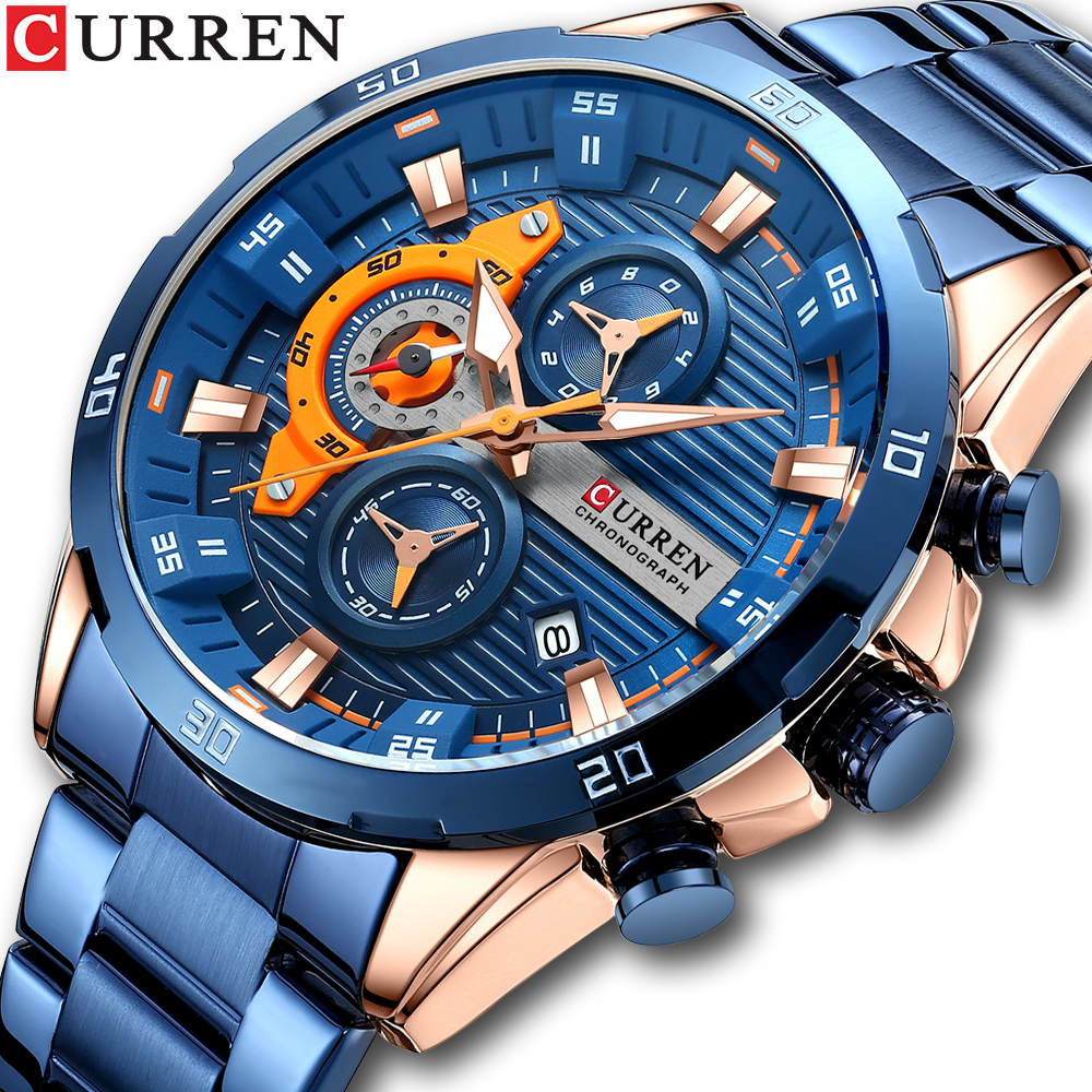 Wristwatches CURREN Chronograph Men Watches for Sport Casual Stainless Steel Luminous Wristwatches for Male Creative Design Quartz Clock 230316, Blue
Wristwatches CURREN Chronograph Men Watches for Sport Casual Stainless Steel Luminous Wristwatches for Male Creative Design Quartz Clock 230316, Blue