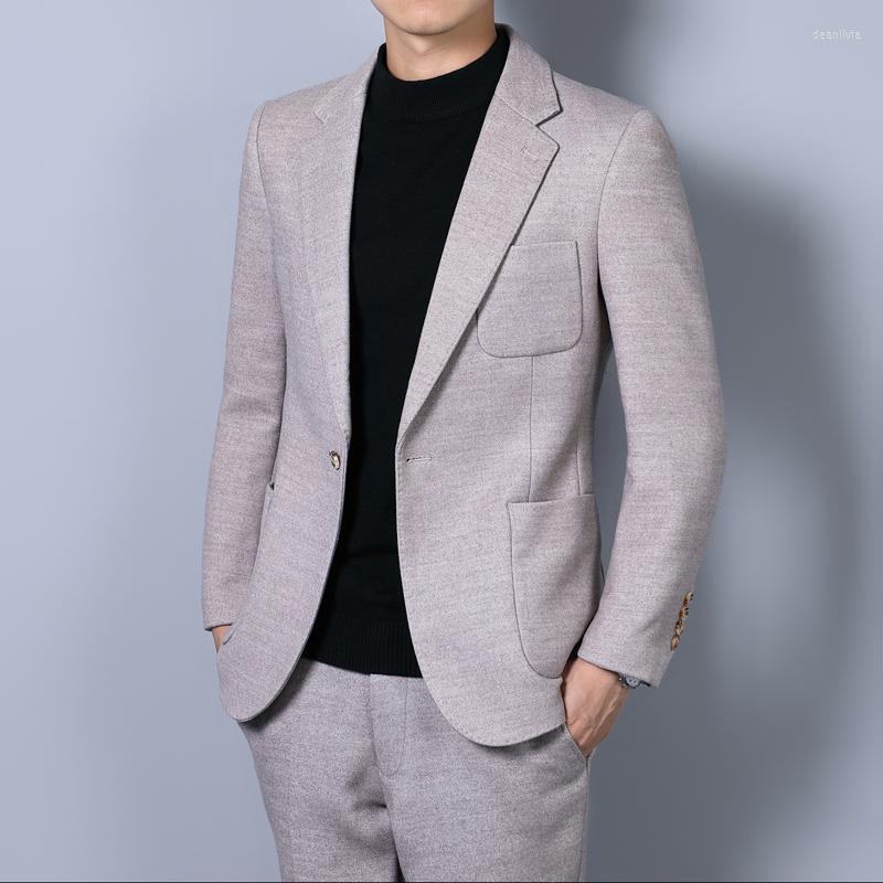 Men's Suits Men's Slim Suit Business Casual Fall/winter Wool Thick Handsome Gorgeous 2 Sets Pure Dark Grey Deluxe Coat, One button in beige
Men's Suits Men's Slim Suit Business Casual Fall/winter Wool Thick Handsome Gorgeous 2 Sets Pure Dark Grey Deluxe Coat, One button in beige