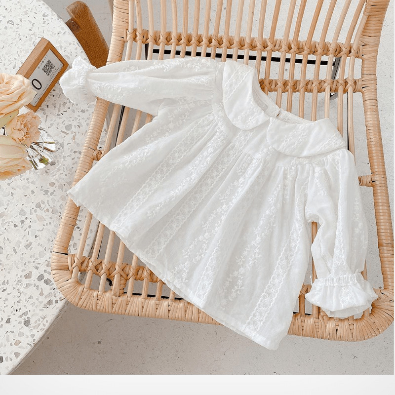 Kids Shirts born Baby Girl Princess Lace Doll Collar Infant Toddler Child Cotton Long Sleeve Girl Top Spring Autumn Summer Baby Clothes 230317