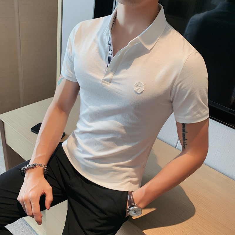 Men's Polos Solid Color Gentlemen Polo Shirt Men Spring Simple Short Sleeve Men Polo Shirt Slim Casual Business Formal Wear Polo Homme 230317