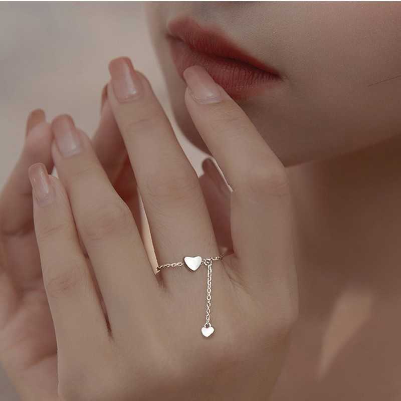 Band Rings Simple Heart Tassel Adjustable Rings Silver Color Chain Pendant Ring Romantic Circle Geometric Rings Women Girl Finger Jewelry G230317
Band Rings Simple Heart Tassel Adjustable Rings Silver Color Chain Pendant Ring Romantic Circle Geometric Rings Women Girl Finger Jewelry G230317