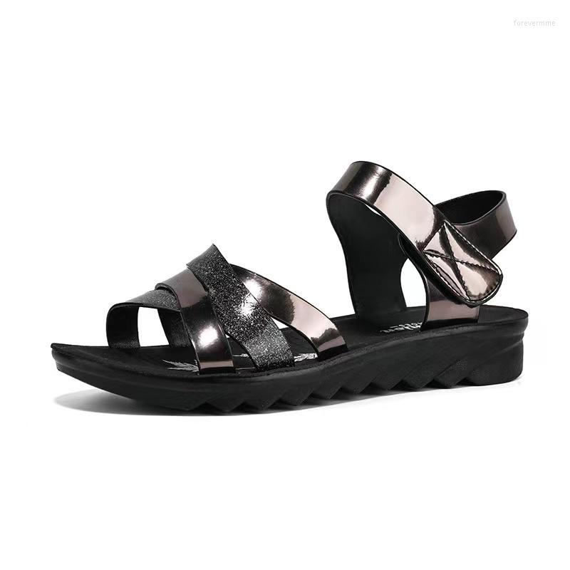 Sandals Fashion Lady Summer Gift For Mother Flat Shoes 2colors 6sizes Choosing, Black 
Sandals Fashion Lady Summer Gift For Mother Flat Shoes 2colors 6sizes Choosing, Black