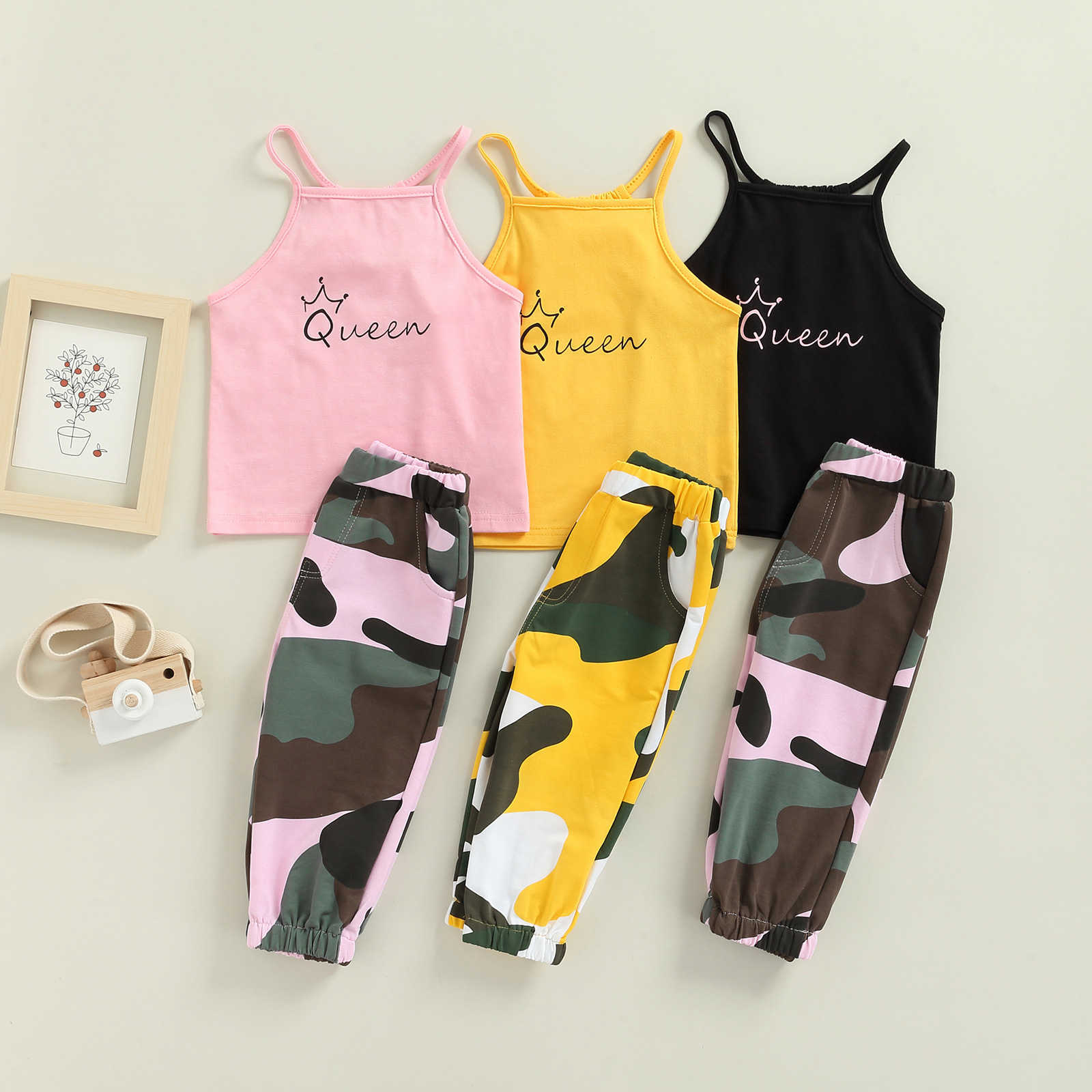 Clothing Sets Toddler Kids Girls 2 Pieces Outfit Sleeveless Letter Print Sling Tank Tops Camouflage Trousers Summer Set 2-7T P230315, Yellow
Clothing Sets Toddler Kids Girls 2 Pieces Outfit Sleeveless Letter Print Sling Tank Tops Camouflage Trousers Summer Set 2-7T P230315, Yellow