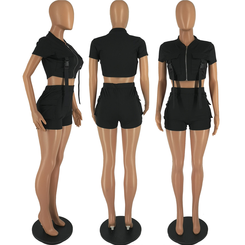 2023 Designer Summer Tracksuits Two Piece Sets Women Outfits Short Sleeve Zipper Shirt Top and Shorts Casual Sweatsuits Jogger Suits Bulk Wholesale Cl
