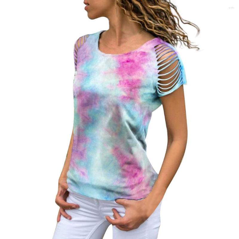 Women's T Shirts Fashion Women's Tie-Dye Hole Burnt Off-Shoulder Short-Sleeved O-Neck T-shirt, Pink
Women's T Shirts Fashion Women's Tie-Dye Hole Burnt Off-Shoulder Short-Sleeved O-Neck T-shirt, Pink