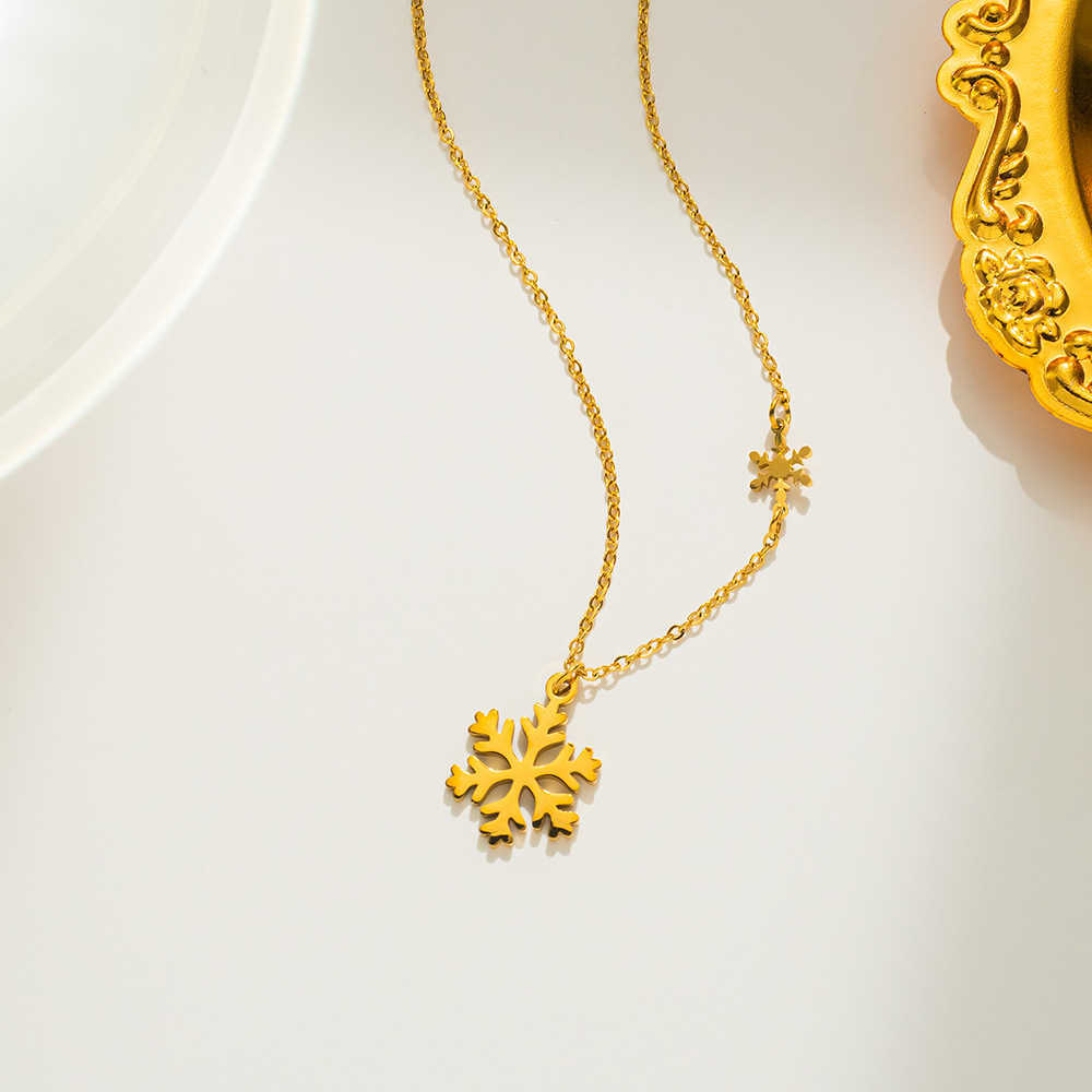 Necklaces Strands Strings New Snowflake Pendant Necklace Made of Titanium Steel Simple and Popular Design 18K Gold Plated Women's Collar
Necklaces Strands Strings New Snowflake Pendant Necklace Made of Titanium Steel Simple and Popular Design 18K Gold Plated Women's Collar