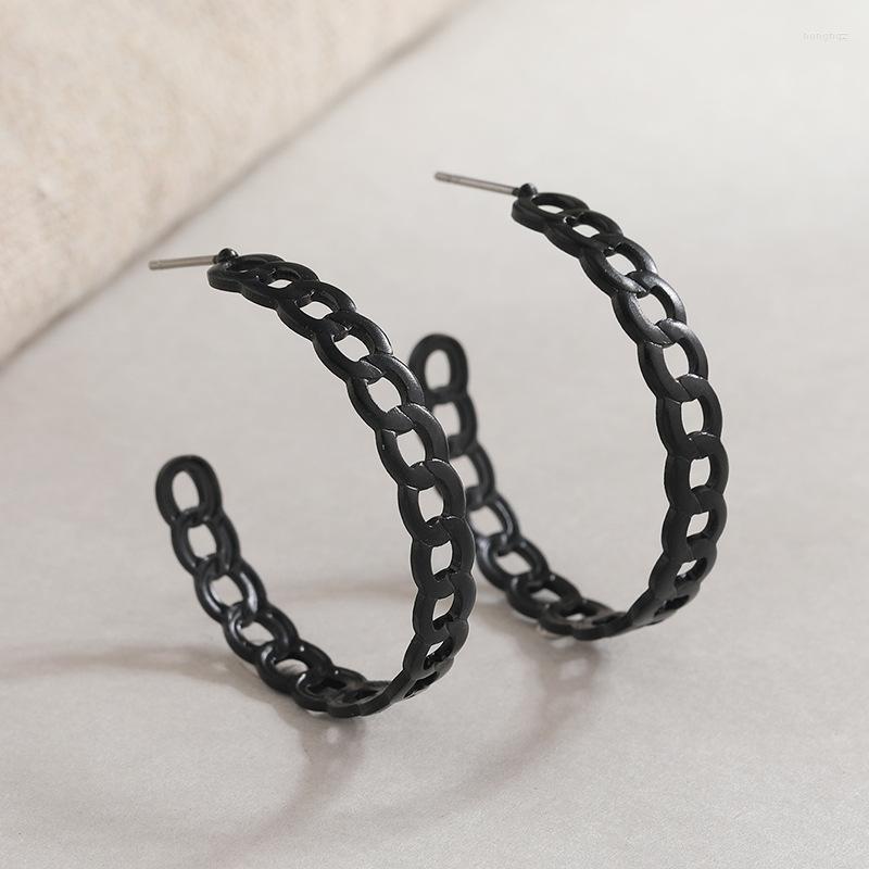Hoop Earrings Fashion Exaggerated Black Hollow Twist Chain Big For Women Simple Elegant C-shaped Stud Earring Party Jewelry
Hoop Earrings Fashion Exaggerated Black Hollow Twist Chain Big For Women Simple Elegant C-shaped Stud Earring Party Jewelry