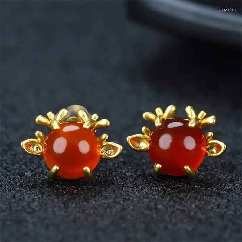 Stud Earrings Selling Natural Hand-carved Gold Color 24k Inlay Jade Elk Studs Fashion Jewelry Accessories Men Women Luck Gifts
Stud Earrings Selling Natural Hand-carved Gold Color 24k Inlay Jade Elk Studs Fashion Jewelry Accessories Men Women Luck Gifts