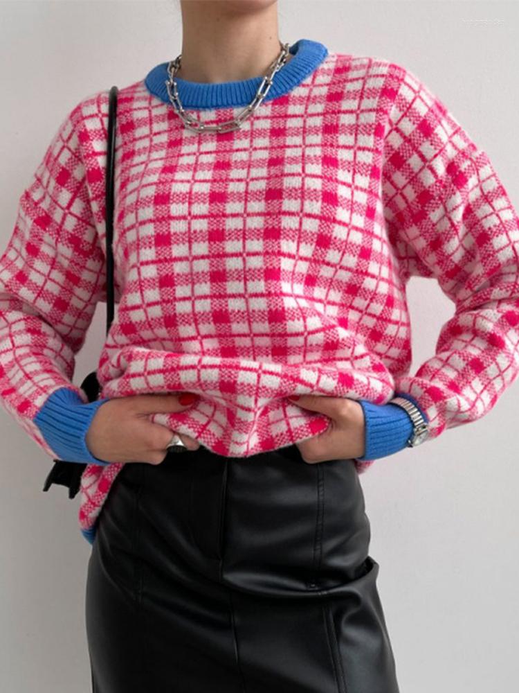 Women' Sweaters Tossy Casual Contrast Color Plaid Sweater Loose Pullover Women O-neck Long Sleeve Knitted Tops 2023 Fall Winter Jumper Y2k, Blue
Women' Sweaters Tossy Casual Contrast Color Plaid Sweater Loose Pullover Women O-neck Long Sleeve Knitted Tops 2023 Fall Winter Jumper Y2k, Blue