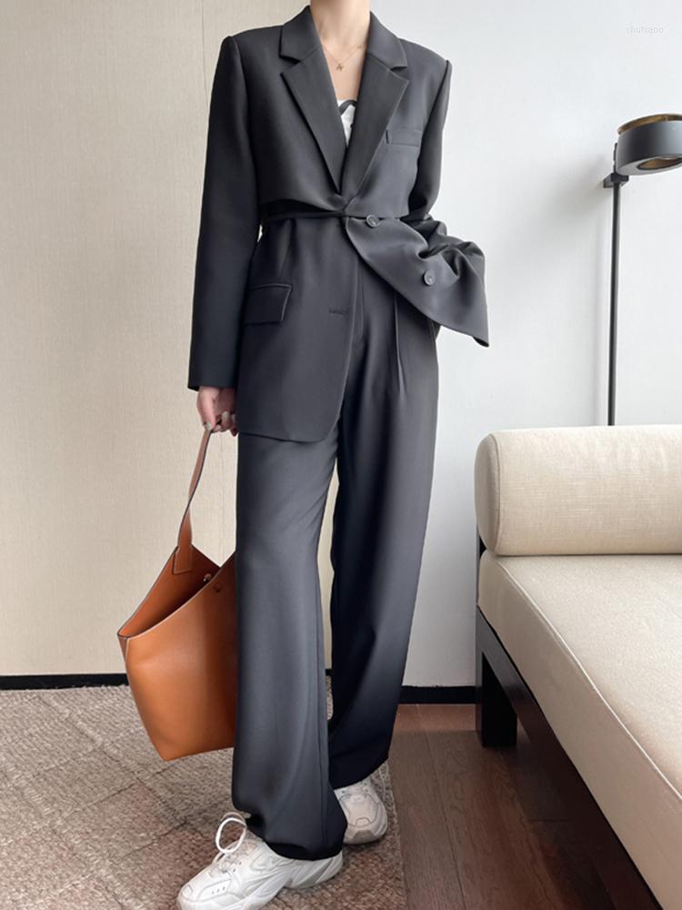 Women's Two Piece Pants Women's Set Lapel Collar Long Sleeve Loose Belt Blazer Coat High Waist Legs Adjustable For Female Casual, Coffee
Women's Two Piece Pants Women's Set Lapel Collar Long Sleeve Loose Belt Blazer Coat High Waist Legs Adjustable For Female Casual, Coffee
