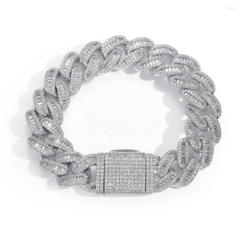 Link Bracelets 15mm Hip Hop Rapper Rock Baguette Diamond Men Iced Out Prong Fashion Luxury Jewelry Cuban Bracelet
Link Bracelets 15mm Hip Hop Rapper Rock Baguette Diamond Men Iced Out Prong Fashion Luxury Jewelry Cuban Bracelet