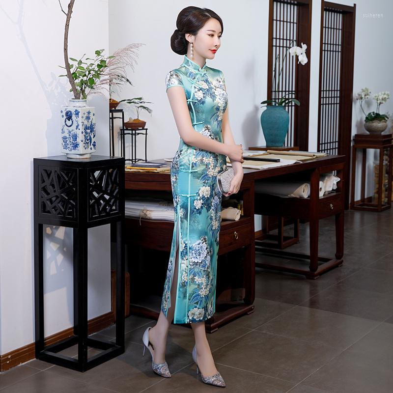 Ethnic Clothing Sexy Oriental Qipao Print Chinese Dresses Long Cheongsam Dress Modern Traditional Vestido 4XL
Ethnic Clothing Sexy Oriental Qipao Print Chinese Dresses Long Cheongsam Dress Modern Traditional Vestido 4XL