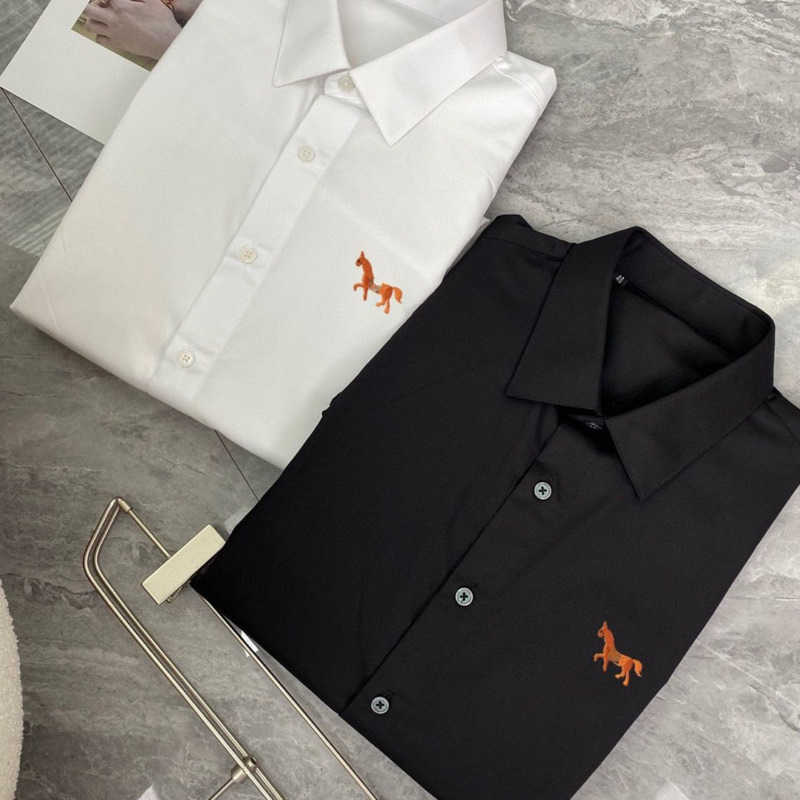 Hms luxury designer shirts men business casual shirt lapel long-sleeved Shirt mens cardigan 3d H horse embroidery thin jacket, Hms-1
Hms luxury designer shirts men business casual shirt lapel long-sleeved Shirt mens cardigan 3d H horse embroidery thin jacket, Hms-1