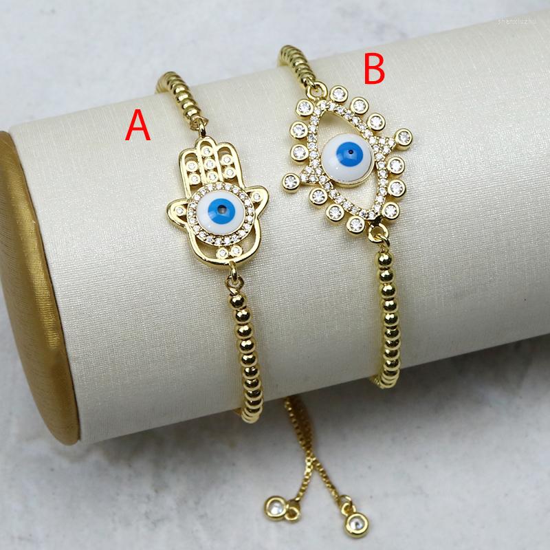 Charm Bracelets 10 Pcs Blue Eyes Zirconia Gold Hamsa Charms Bead Chain Beaded Fashion Jewelry Bracelet 40174
Charm Bracelets 10 Pcs Blue Eyes Zirconia Gold Hamsa Charms Bead Chain Beaded Fashion Jewelry Bracelet 40174
