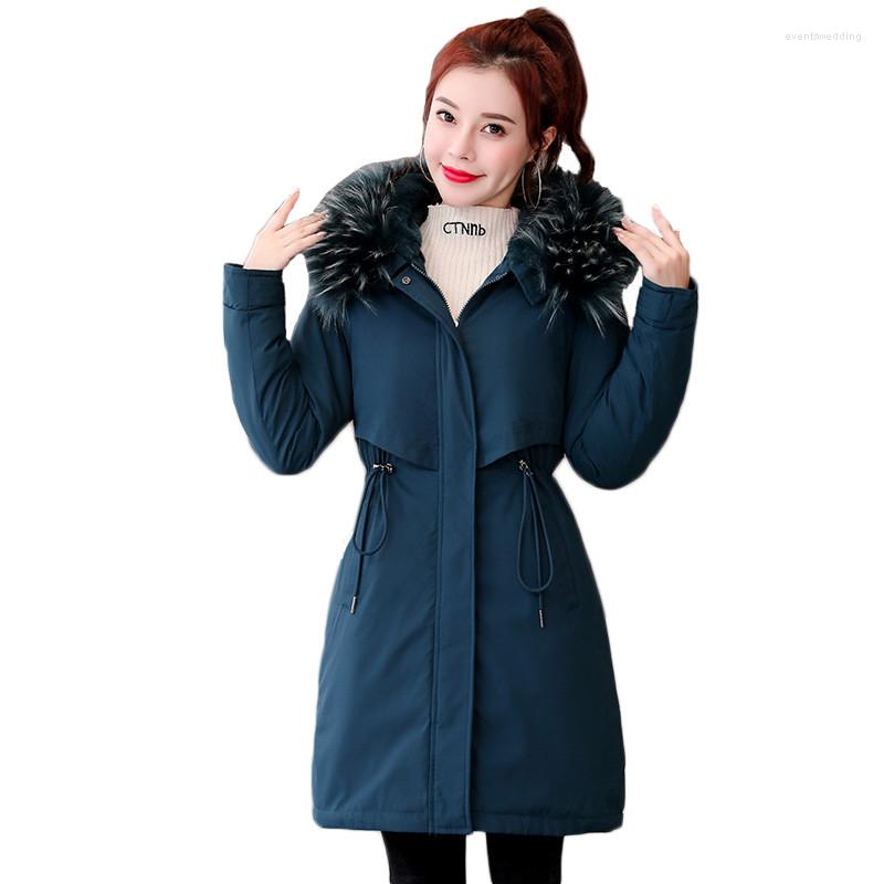 Women's Trench Coats 2023 Winter Down Cotton Coat Ladies Korean Mid-length Parka Outerwear Hooded Fur Collar Loose Thick Slim Female JD1461, Navy blue
Women's Trench Coats 2023 Winter Down Cotton Coat Ladies Korean Mid-length Parka Outerwear Hooded Fur Collar Loose Thick Slim Female JD1461, Navy blue