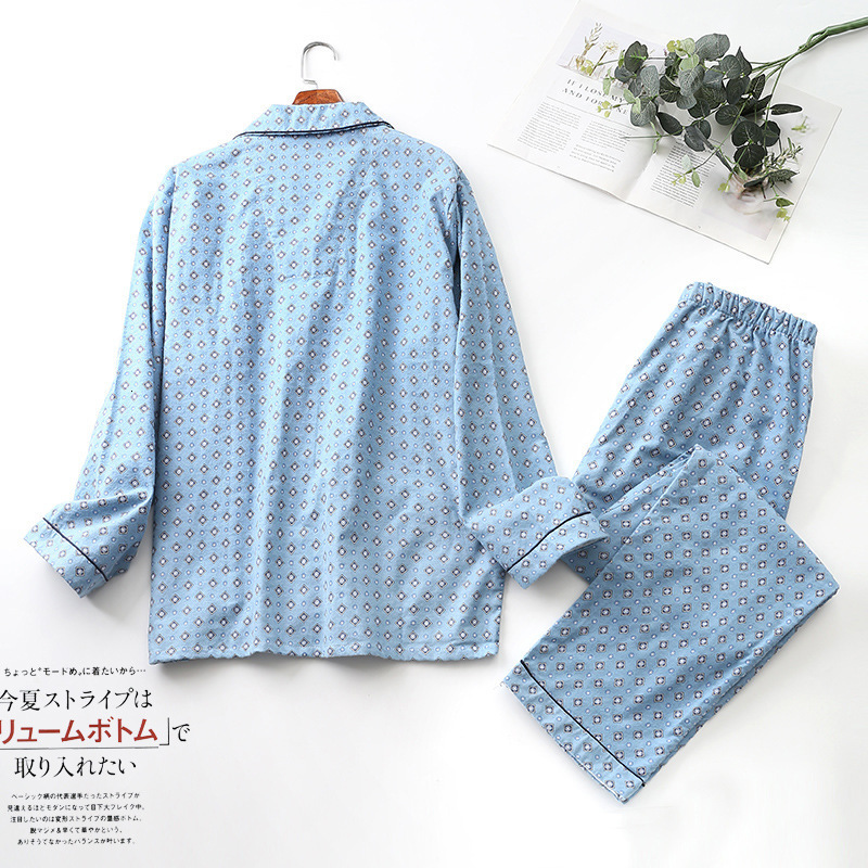 Men's Sleepwear Men's Pajama Set for Autumn and Winter est Cotton Brushed Cloth Long-sleeved Cardigan Plus Size Homewear Suit Mens Pajamas 2