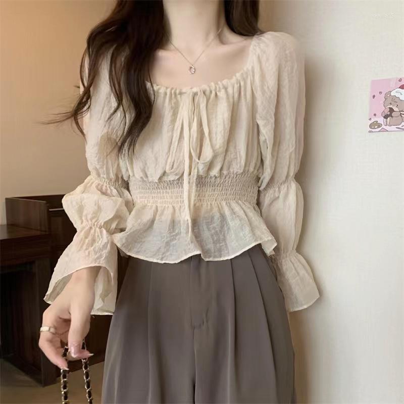 Women's Blouses Retro Shirt Solid Color Elegant Lovely Long Sleeve Pleated Casual Sweet Pullover Square Neck Short Sexy Tops Women Fashion, Brown
Women's Blouses Retro Shirt Solid Color Elegant Lovely Long Sleeve Pleated Casual Sweet Pullover Square Neck Short Sexy Tops Women Fashion, Brown