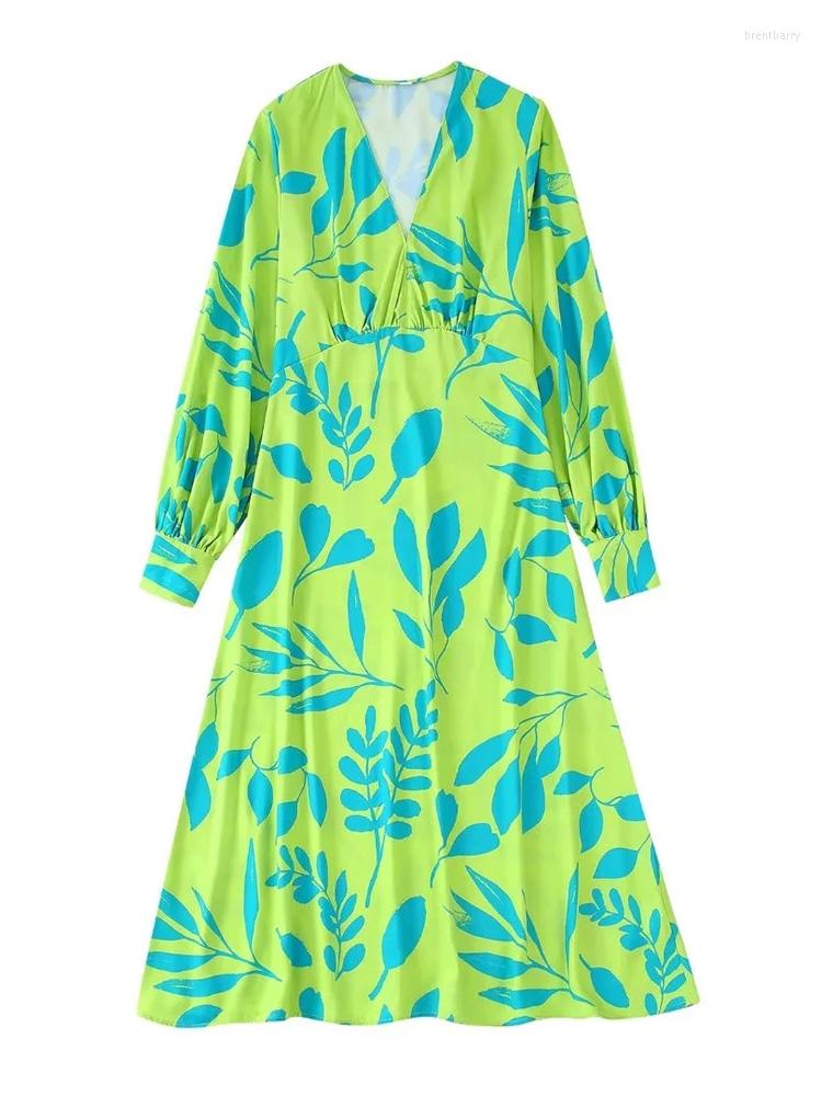 Casual Dresses Evfer Summer V-Neck Long Sleeve Girls Green Straight Dress Women Elegant Leaf Print Ladies Chic
Casual Dresses Evfer Summer V-Neck Long Sleeve Girls Green Straight Dress Women Elegant Leaf Print Ladies Chic