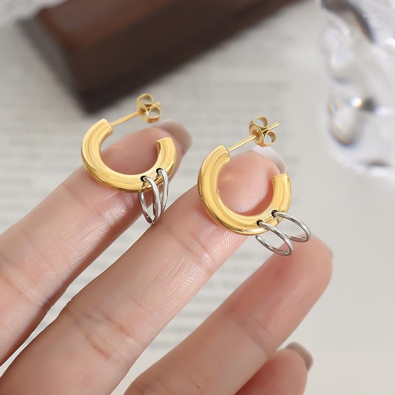 Hoop Earrings SRCOI Fashion Open With Small Rings For Women C-shaped Geometric Stitching Stainless Steel Jewelry 2023
Hoop Earrings SRCOI Fashion Open With Small Rings For Women C-shaped Geometric Stitching Stainless Steel Jewelry 2023