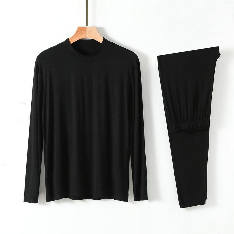 Men's Sleepwear Modal Men's Pajamas Suit Loose Large Size Long Sleeve Pant Set Half High Collar Household Clothes Home Wear Pijama Male XL-4