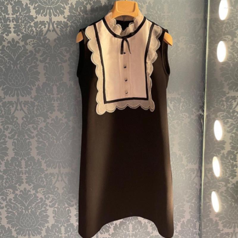 Casual Dresses Sleeveless Vest Dress Retro Spliced Bow Knot Wavy Black Women Ol Summer A Line Fashion Leisure
Casual Dresses Sleeveless Vest Dress Retro Spliced Bow Knot Wavy Black Women Ol Summer A Line Fashion Leisure