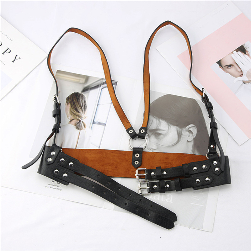 Suspenders Fashion Sexy Women Pu Leather Suspender Harness Belt Adjustable Chest Waist Body Bondage Straps Gothic Punk Lingerie Garter Belt 230316