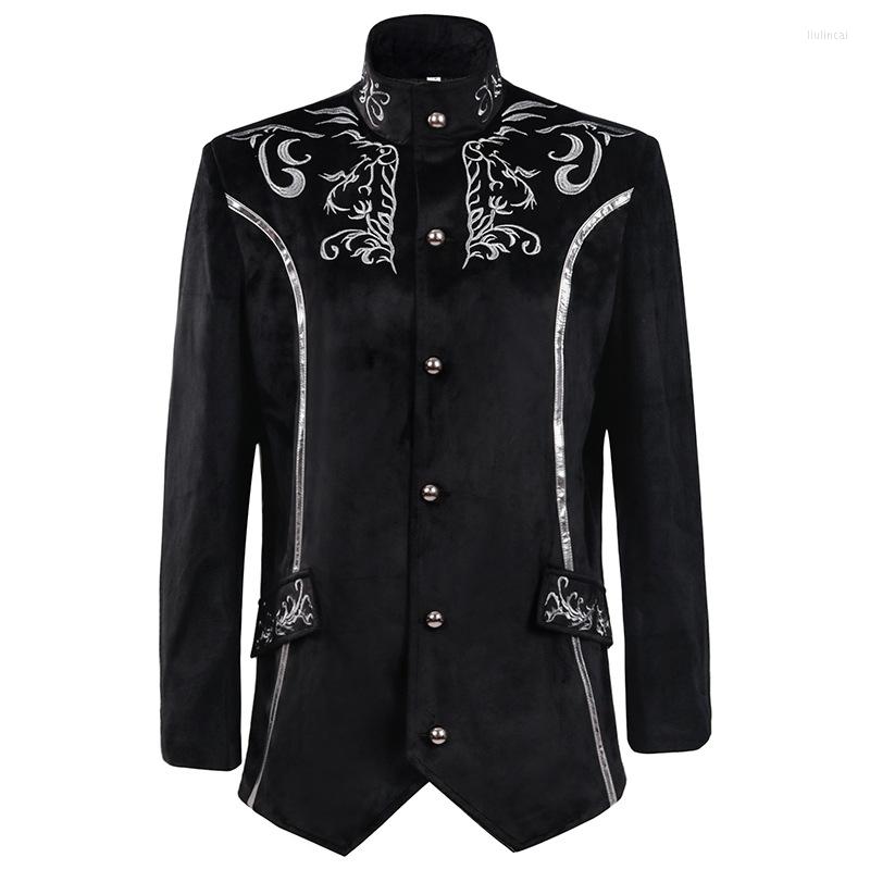 Men' Suits Black Embroidery Stand Collar Velvet Jackets Men Steampunk Vintage Tailcoat Jacket Gothic Victorian Frock Coat Halloween Costume
Men' Suits Black Embroidery Stand Collar Velvet Jackets Men Steampunk Vintage Tailcoat Jacket Gothic Victorian Frock Coat Halloween Costume