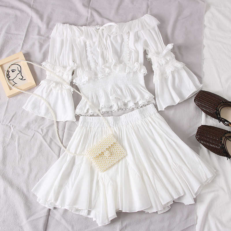 Two Piece Dress Summer Women White Highend Draped Two Piece Set Flare Sleeve Ruffles Top High Waist Mini Skirt Ladies Lace 2pcs Set 230316, Black
Two Piece Dress Summer Women White Highend Draped Two Piece Set Flare Sleeve Ruffles Top High Waist Mini Skirt Ladies Lace 2pcs Set 230316, Black