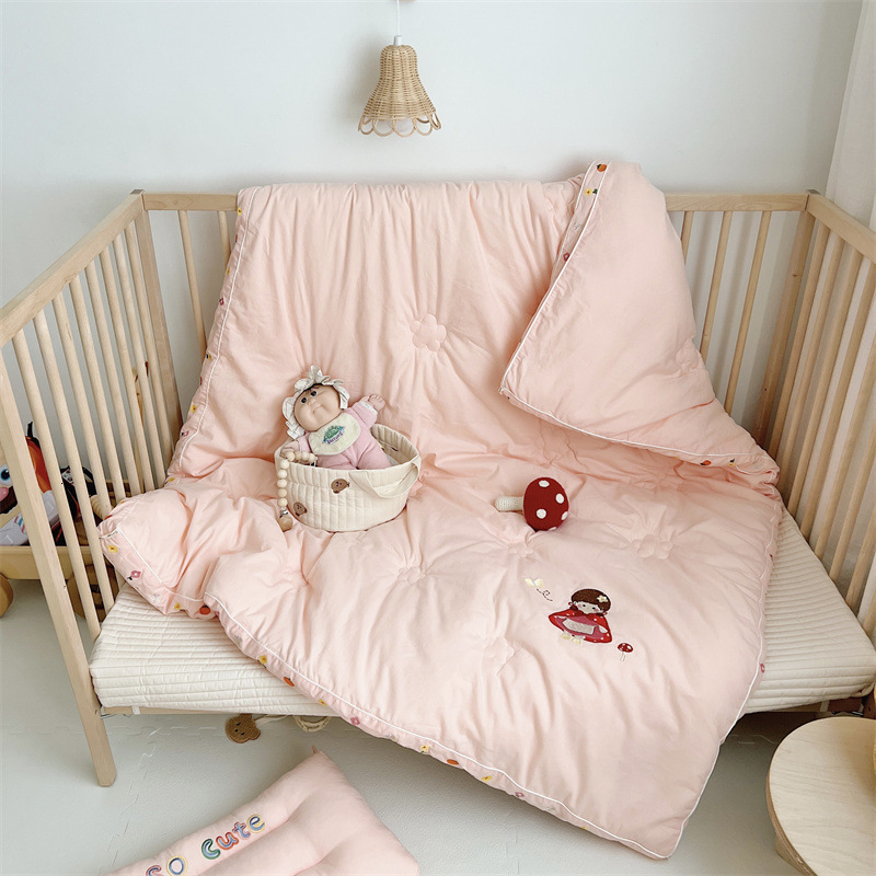 Quilts Grade A Pure Cotton Brushed Thick Pink Three-Dimensional Edge Bread Quilt Autumn And Winter Warm Soybean Quilt Children's Single 230317