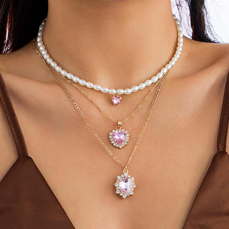 Pendant Necklaces Rhinestone Layered Pearl Chain Chokers Pink Crystal Solitaire Necklace For Women Gold Plated Girls Jewelry 2023 Brand
Pendant Necklaces Rhinestone Layered Pearl Chain Chokers Pink Crystal Solitaire Necklace For Women Gold Plated Girls Jewelry 2023 Brand