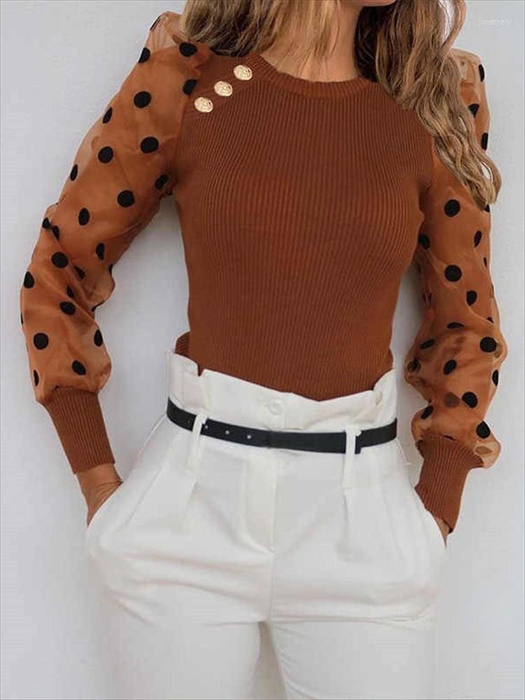 Women' Sweaters Slim Sweater Women Solid Polka Dot Puff Long Sleeve Blouse Autumn Casual O-Neck Skinny Tops Elegant Ladies Fashion, Kq
Women' Sweaters Slim Sweater Women Solid Polka Dot Puff Long Sleeve Blouse Autumn Casual O-Neck Skinny Tops Elegant Ladies Fashion, Kq