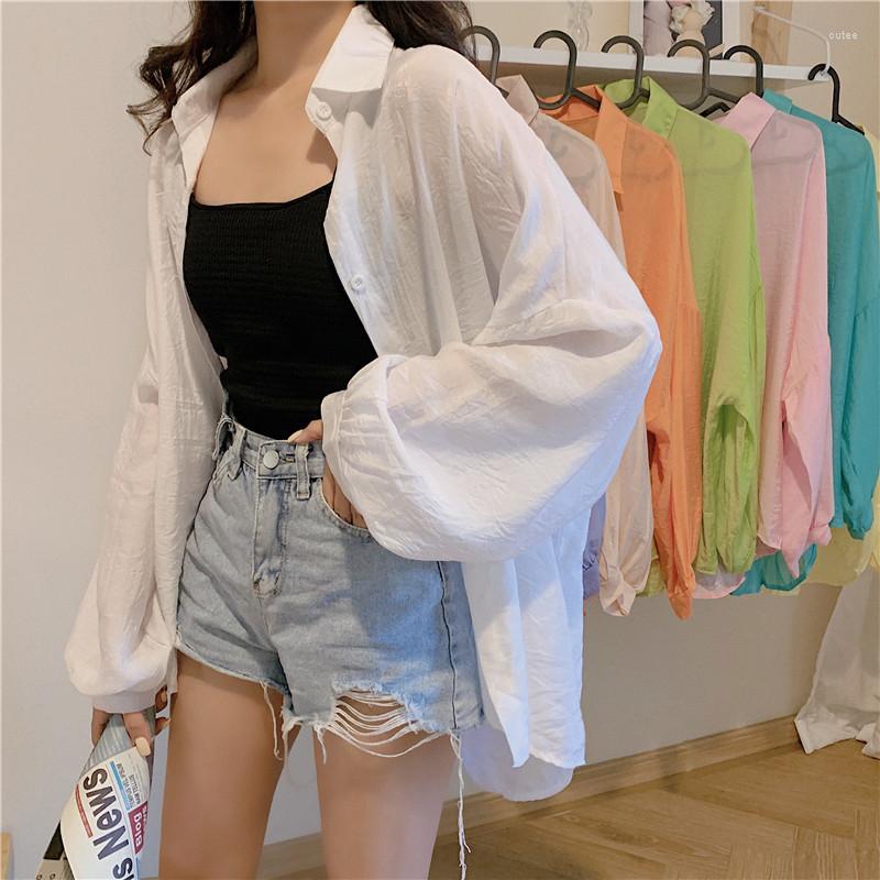 Women's Blouses Female Sun-proof Blouse Summer Turn-down Collar Button Lantern Sleeve Loose Shirts Korean Ladies Tops Casual, Green
Women's Blouses Female Sun-proof Blouse Summer Turn-down Collar Button Lantern Sleeve Loose Shirts Korean Ladies Tops Casual, Green