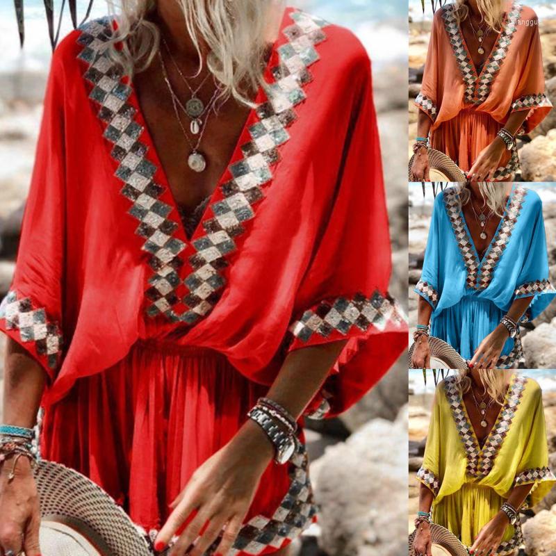 Party Dresses 2023 Beach Long Skirt Print Dress Foreign Trade National Style Women' European And American Simia Spot V-neck, Yellow
Party Dresses 2023 Beach Long Skirt Print Dress Foreign Trade National Style Women' European And American Simia Spot V-neck, Yellow