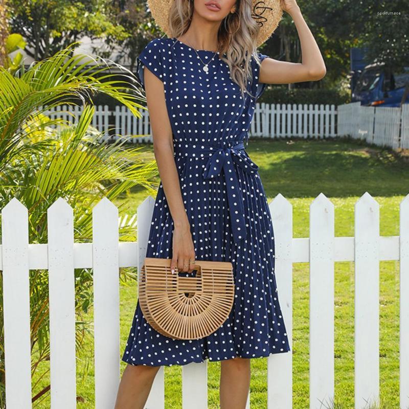 Party Dresses Women Elegant Beach Dress Polka Dots Lady Short Sleeve Round Neck Pleated Summer Ladies Bohemia Vintage For Dating, Royal blue
Party Dresses Women Elegant Beach Dress Polka Dots Lady Short Sleeve Round Neck Pleated Summer Ladies Bohemia Vintage For Dating, Royal blue