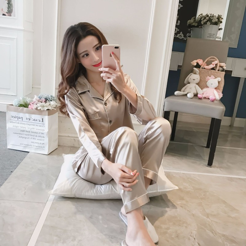 Womens Sleepwear Silk Pajamas Plus Size Solid Cute for Summer Nightwear Pajama Two Piece Set Satin Pyjamas Loungewear 230317