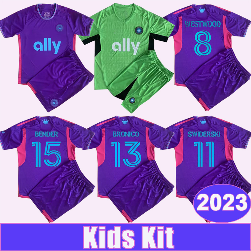 2023 Charlotte FC SWIDERSKI Kids kit Soccer Jerseys BRONICO COPETTI BYRNE BENDER AGYEMANG Away Purple Goalkeeper Shirt Short Sleeves Uniforms, Tz13079 2023 away no socks
2023 Charlotte FC SWIDERSKI Kids kit Soccer Jerseys BRONICO COPETTI BYRNE BENDER AGYEMANG Away Purple Goalkeeper Shirt Short Sleeves Uniforms, Tz13079 2023 away no socks