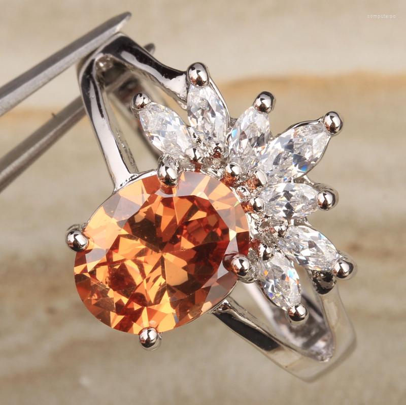 Wedding Rings Pleasant Circle Orange Champagne Zircon Gems Morganite Silver Plated Argent Solitaire Ring Size 6 / 7 8 9 S1373
Wedding Rings Pleasant Circle Orange Champagne Zircon Gems Morganite Silver Plated Argent Solitaire Ring Size 6 / 7 8 9 S1373