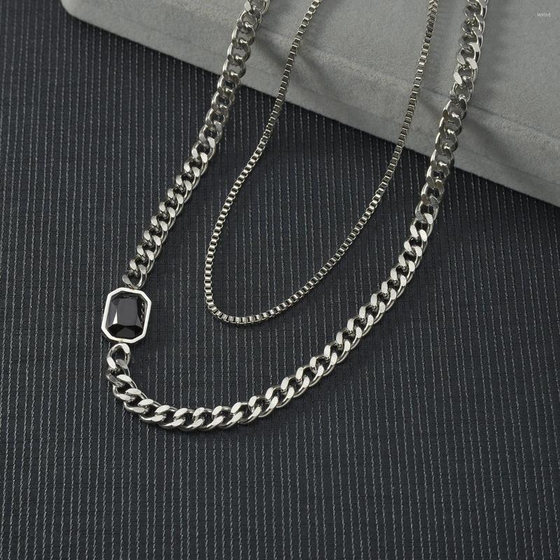 Pendant Necklaces Akizoom Charm Black Zircon Double Layers Necklace Stainless Steel For Women Box Chain Jewelry Birthday Gift
Pendant Necklaces Akizoom Charm Black Zircon Double Layers Necklace Stainless Steel For Women Box Chain Jewelry Birthday Gift